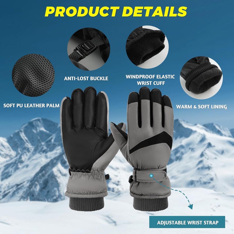 Pleneal Winter Ski Gloves Women Men, Windproof Waterproof Gloves with Warm Touchscreen Thermal Lining Anti-Slip for Work Cycling Motorcycle Snowboarding - Image 5